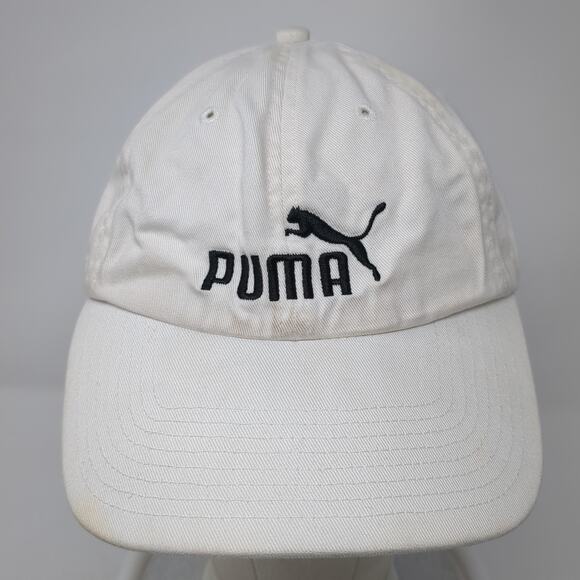 Puma Slideback Baseball Cap White One Size Adjustable Embroidered Vented Holes - Picture 2 of 9